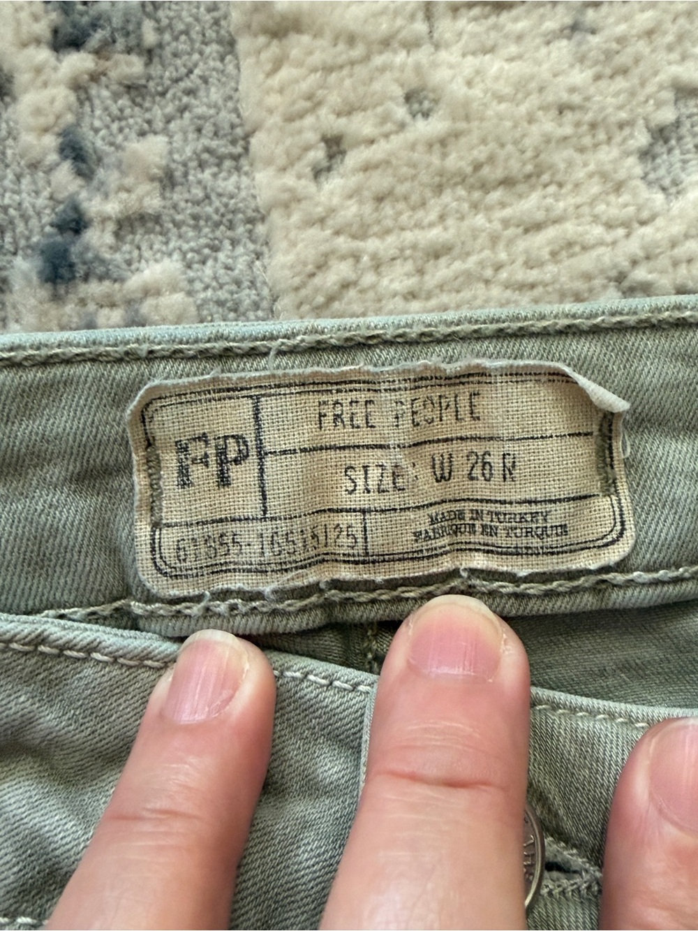 Free People Olive Green Wide Leg Flare Jeans - Picture 2 of 6
